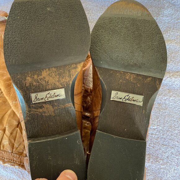 Sam Edelman Presley Tan Leather Knee High Boots Size 8M Riding Style - Picture 7 of 10